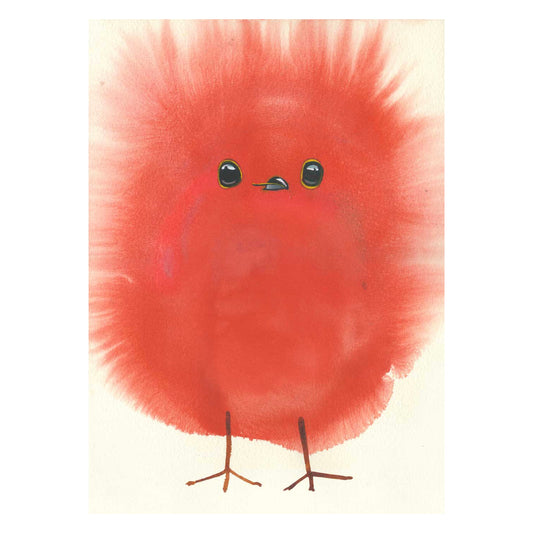 Fluffy Robin Chick - Greeting Card  - Daniel Mackie Designs 7 x 5 inches wrapped in cello with envelope
