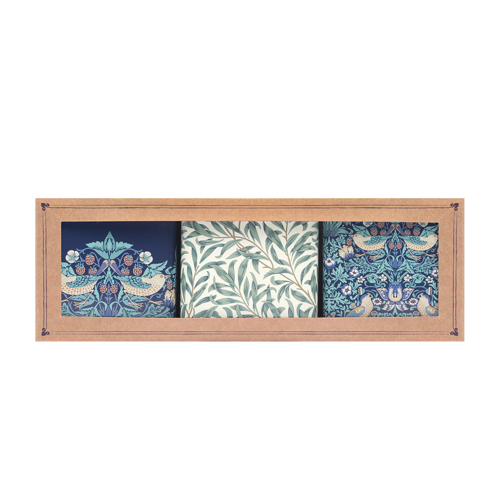 Arts & Crafts William Morris Strawberry Thief Set of 3 square Caddies 105 x 105 x 105 mm