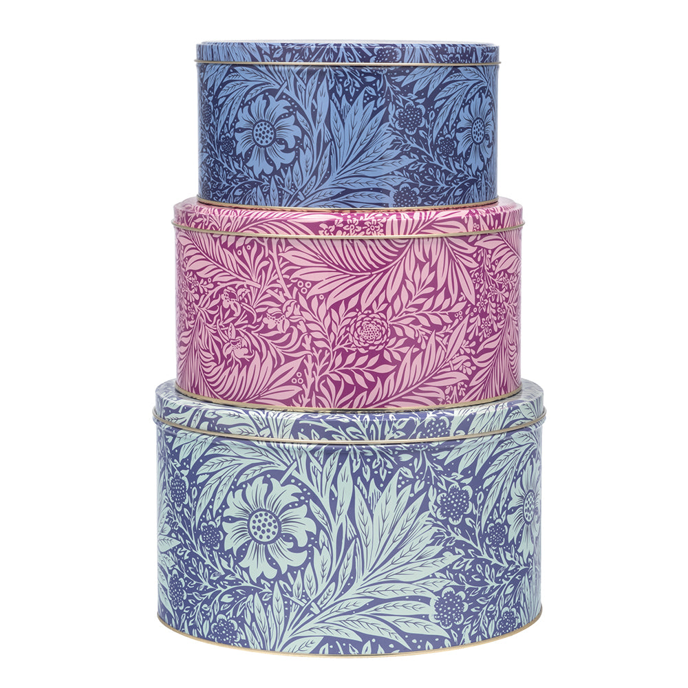 Arts & Crafts William Morris Marigold Set 3 cake tins 250 (d) x 150mm 223 (d) x 120mm 195 (d) x 105mm