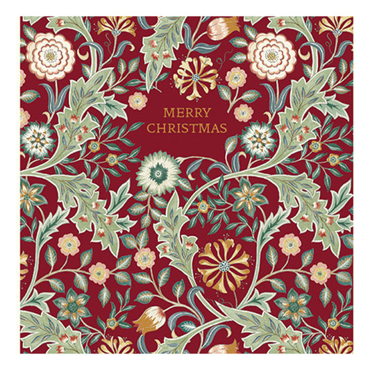 Christmas Wilhelmina William Morris Single Embossed Christmas Card with Envelope 159 x 159 mm