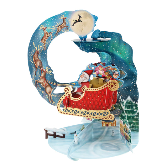 Santa's Sleigh Pendulum 3 D Pop Up Christmas Card Decoration 37 x 21 x 17cm Santoro
