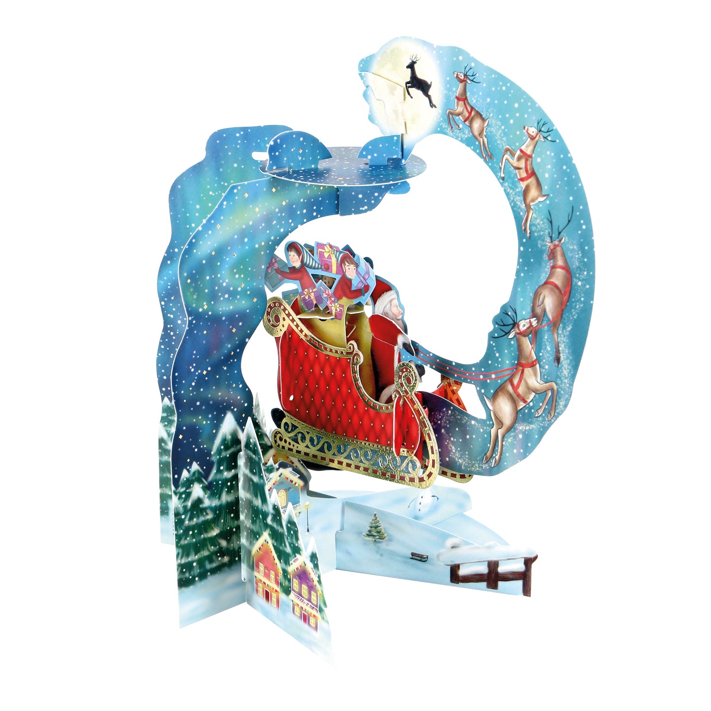 Santa's Sleigh Pendulum 3 D Pop Up Christmas Card Decoration 37 x 21 x 17cm Santoro
