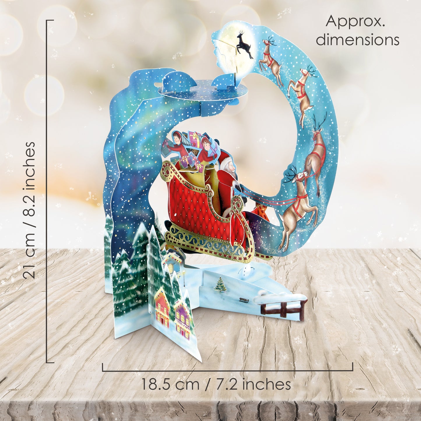 Santa's Sleigh Pendulum 3 D Pop Up Christmas Card Decoration 37 x 21 x 17cm Santoro