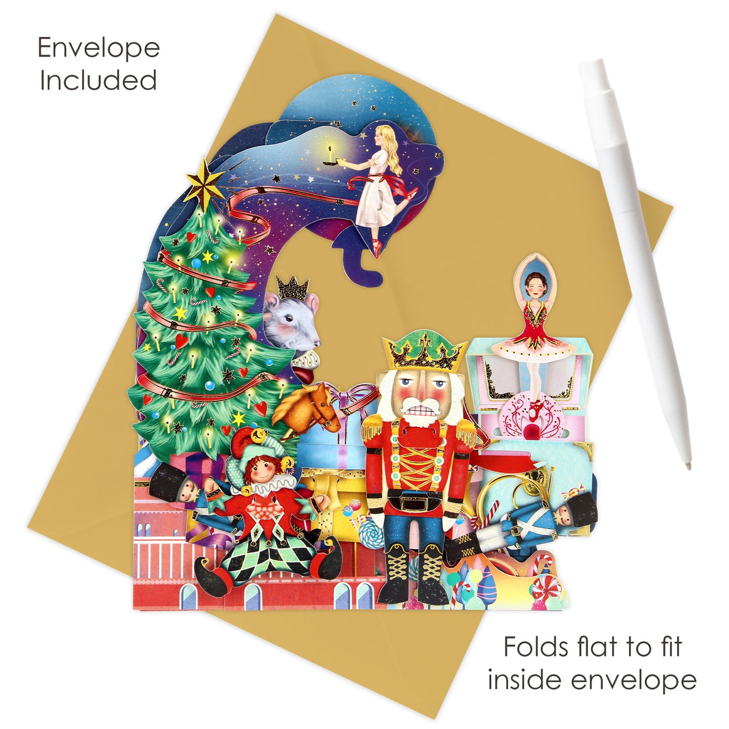 The Nutcracker Pendulum 3 D Pop Up Christmas Card Decoration 38 x 21 x 17cm Santoro