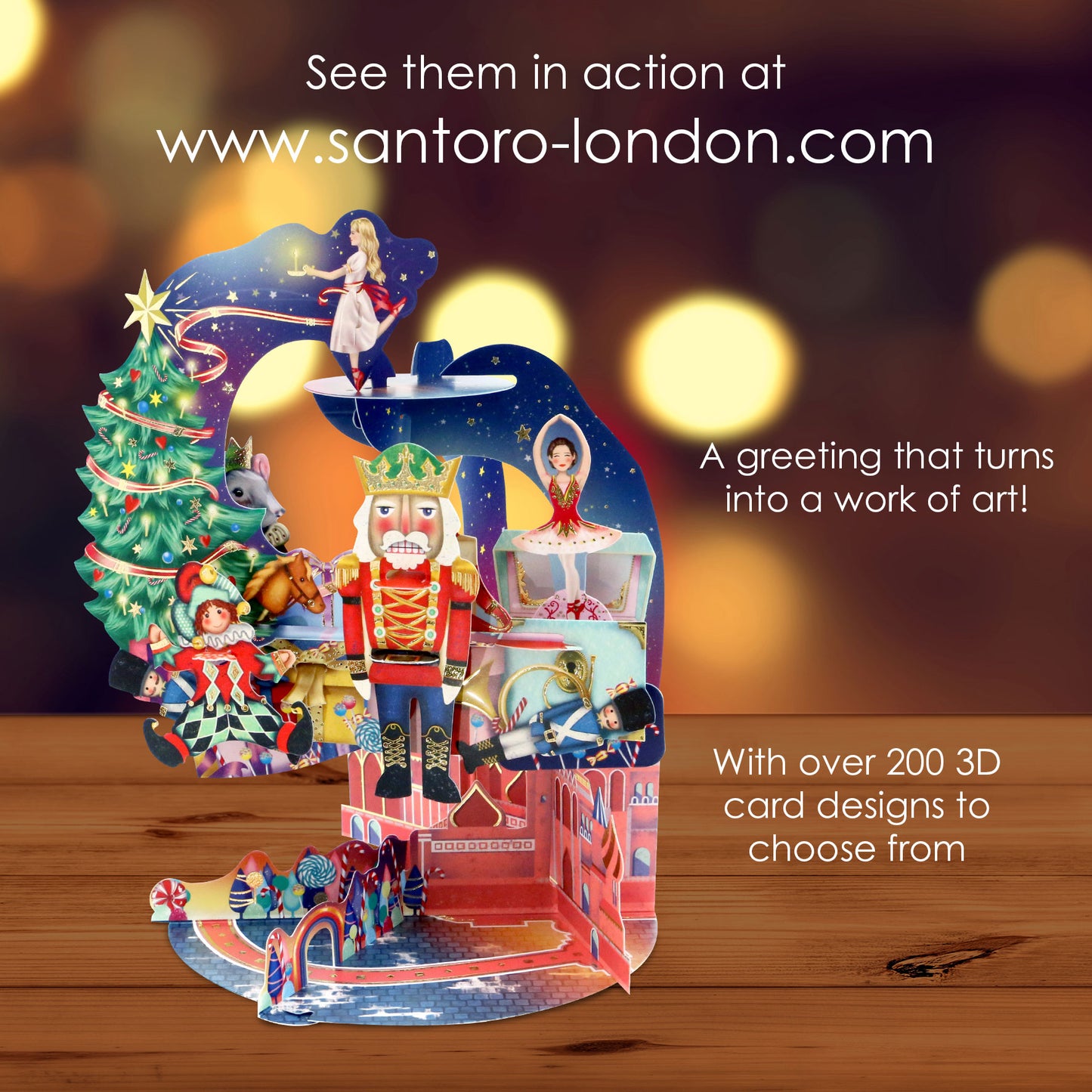 The Nutcracker Pendulum 3 D Pop Up Christmas Card Decoration 38 x 21 x 17cm Santoro