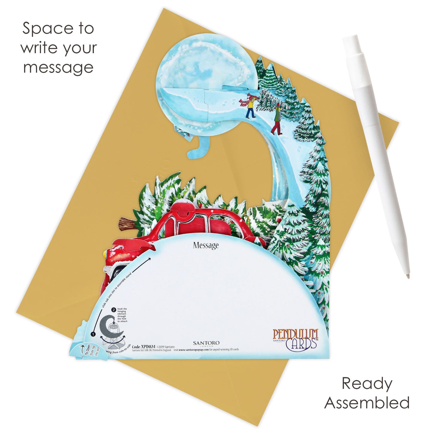 Driving Home For Christmas Pendulum Christmas Card Decoration 39 x 21 x 17cm Santoro