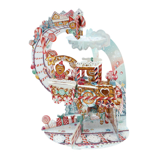 Gingerbread Train Pendulum 3 D Pop Up Christmas Card Decoration 39 x 21 x 17cm Santoro