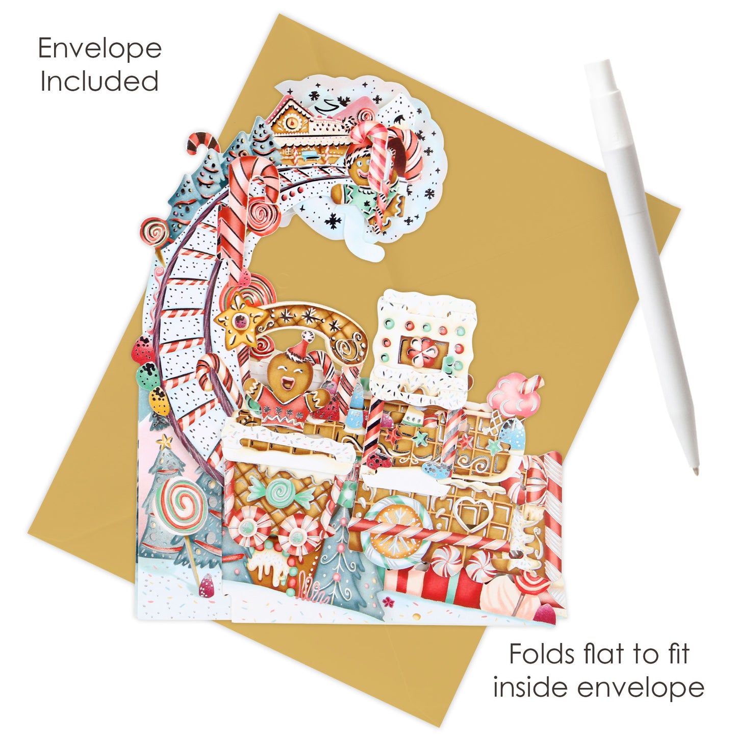 Gingerbread Train Pendulum 3 D Pop Up Christmas Card Decoration 39 x 21 x 17cm Santoro