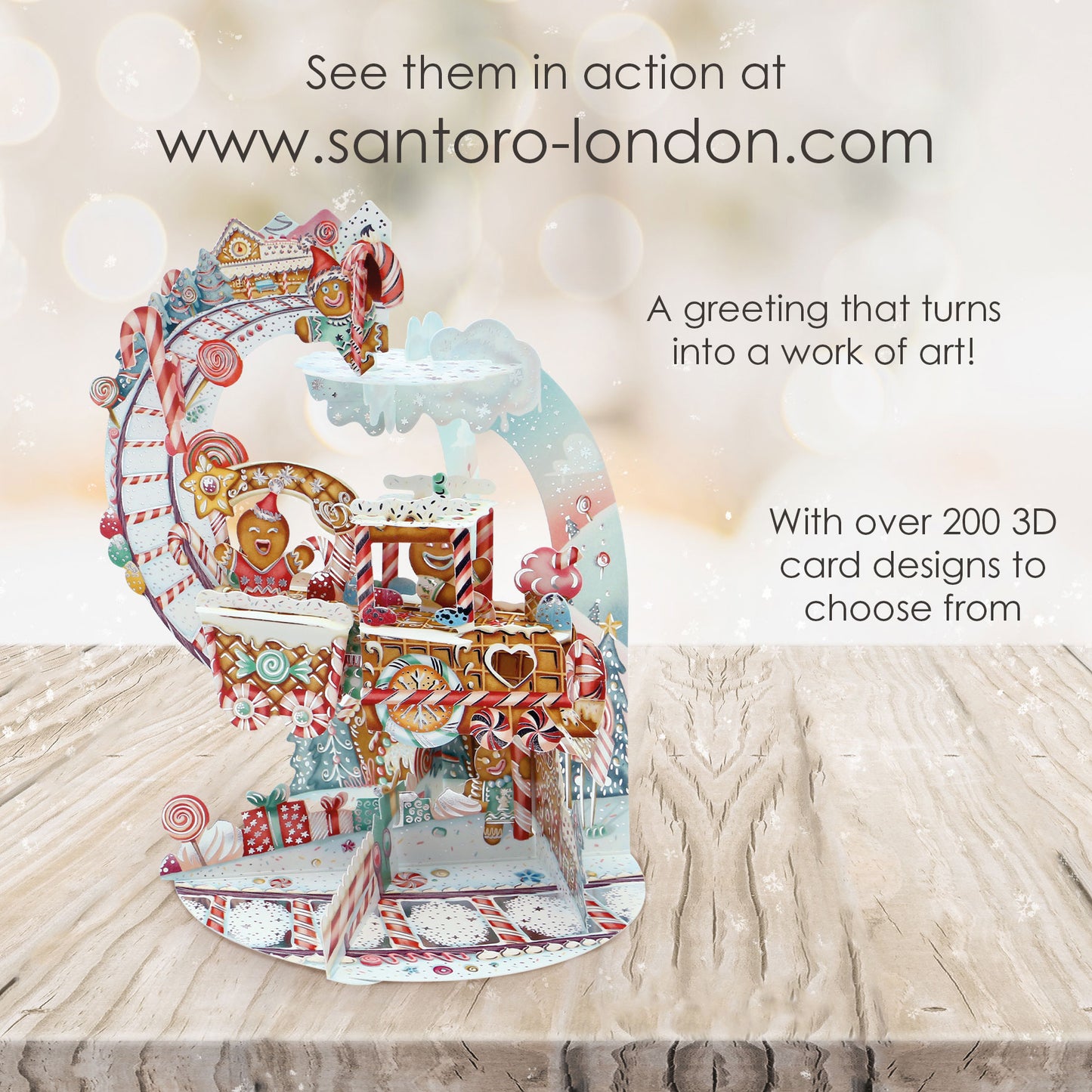 Gingerbread Train Pendulum 3 D Pop Up Christmas Card Decoration 39 x 21 x 17cm Santoro