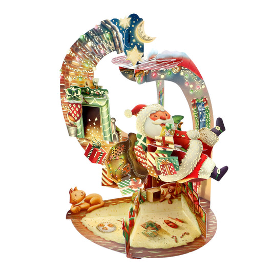Hurry Down The Chimney Pendulum  3 D Pop Up Christmas Card Decoration 39 x 21 x 17cm Santoro