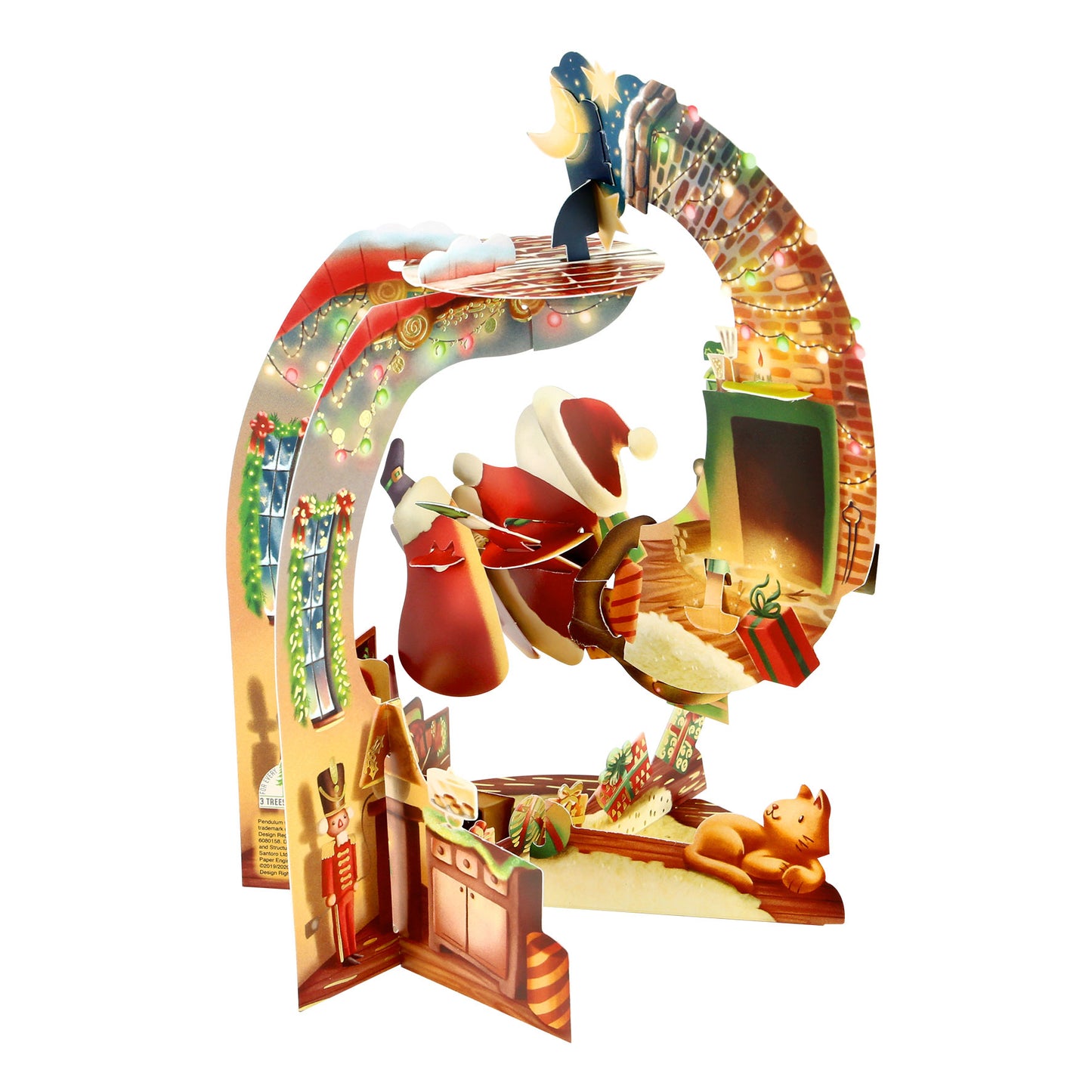 Hurry Down The Chimney Pendulum  3 D Pop Up Christmas Card Decoration 39 x 21 x 17cm Santoro