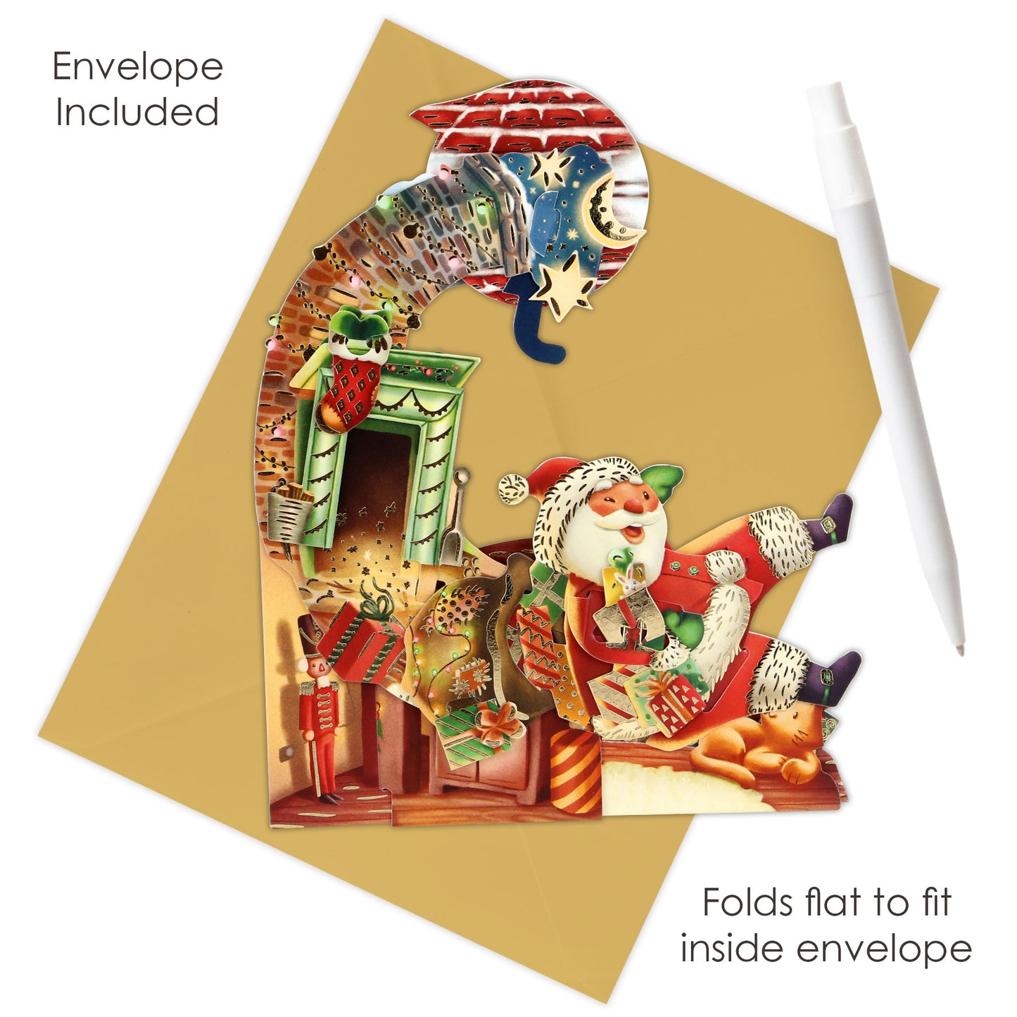 Hurry Down The Chimney Pendulum  3 D Pop Up Christmas Card Decoration 39 x 21 x 17cm Santoro