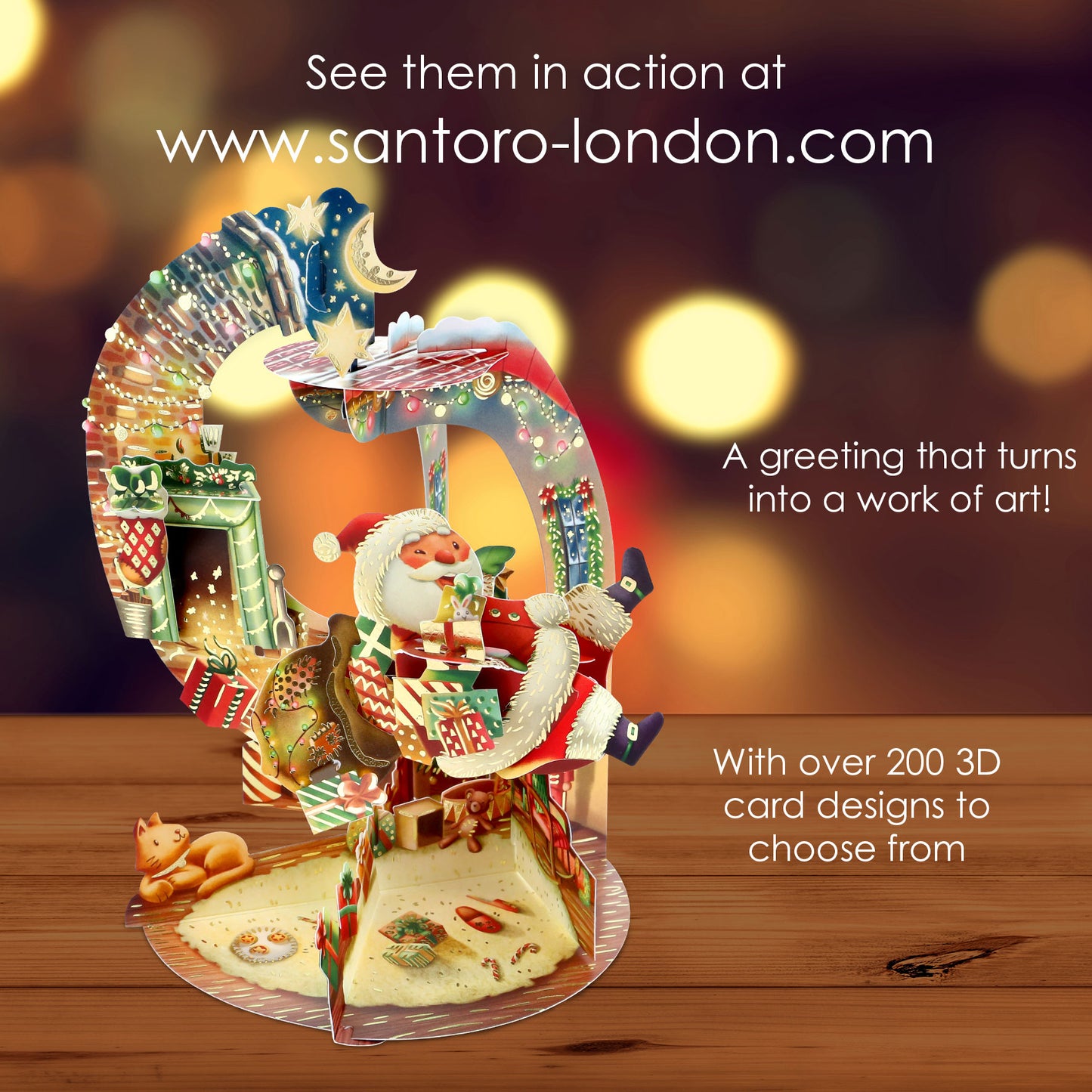 Hurry Down The Chimney Pendulum  3 D Pop Up Christmas Card Decoration 39 x 21 x 17cm Santoro