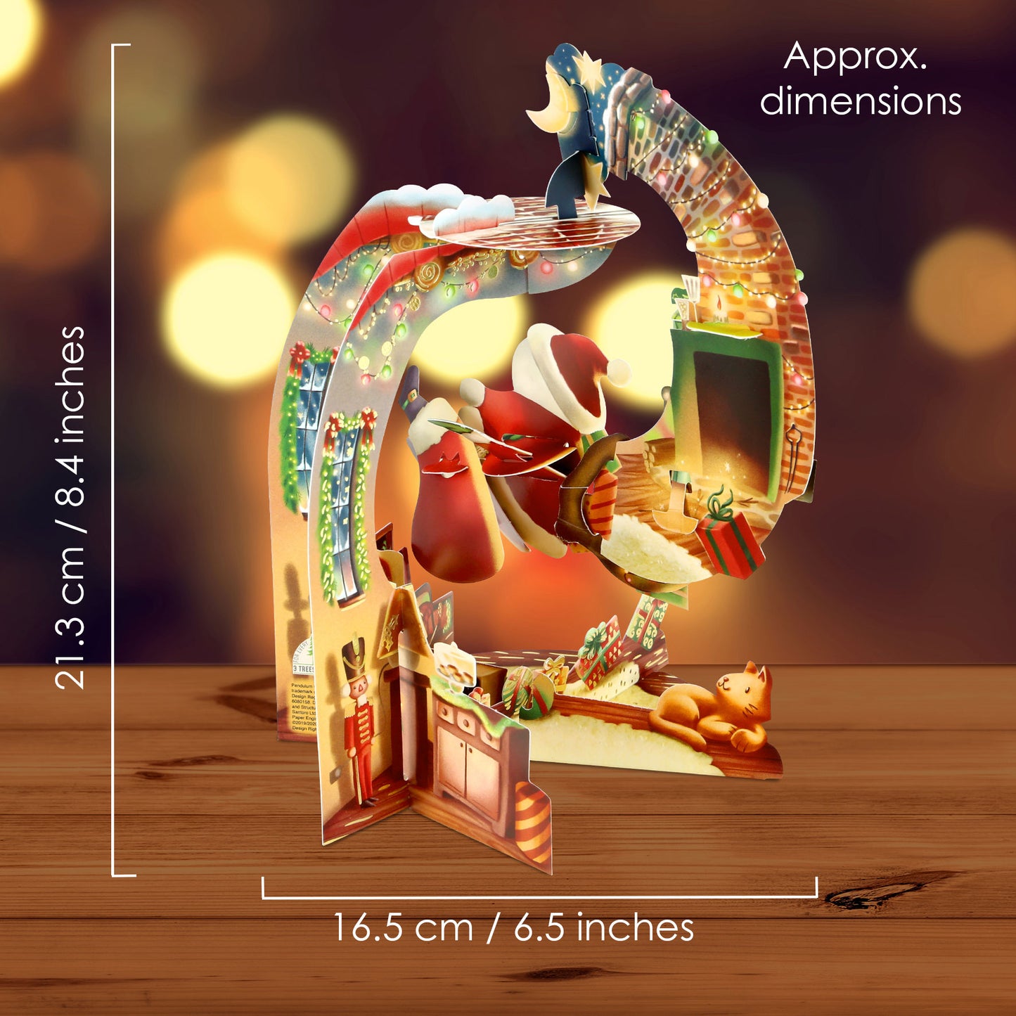 Hurry Down The Chimney Pendulum  3 D Pop Up Christmas Card Decoration 39 x 21 x 17cm Santoro