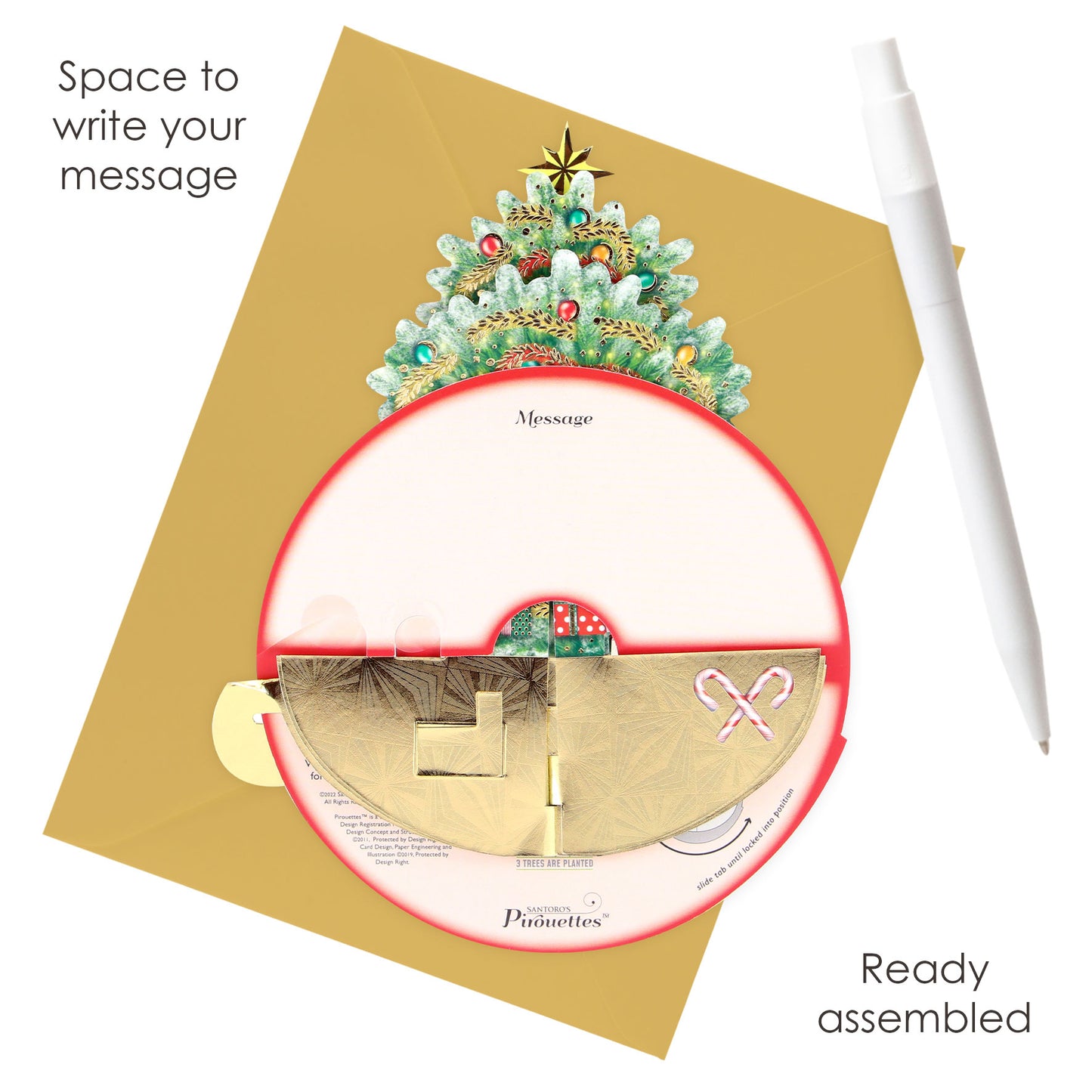 Christmas Tree - 3D Pop Up Pirouettes Christmas Card  15 x 17 x 14cm