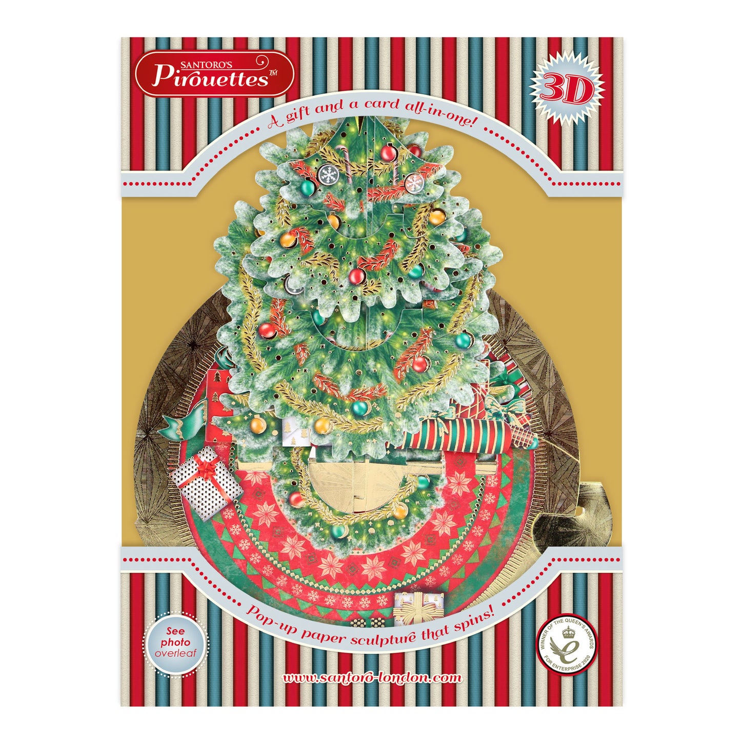 Christmas Tree - 3D Pop Up Pirouettes Christmas Card  15 x 17 x 14cm