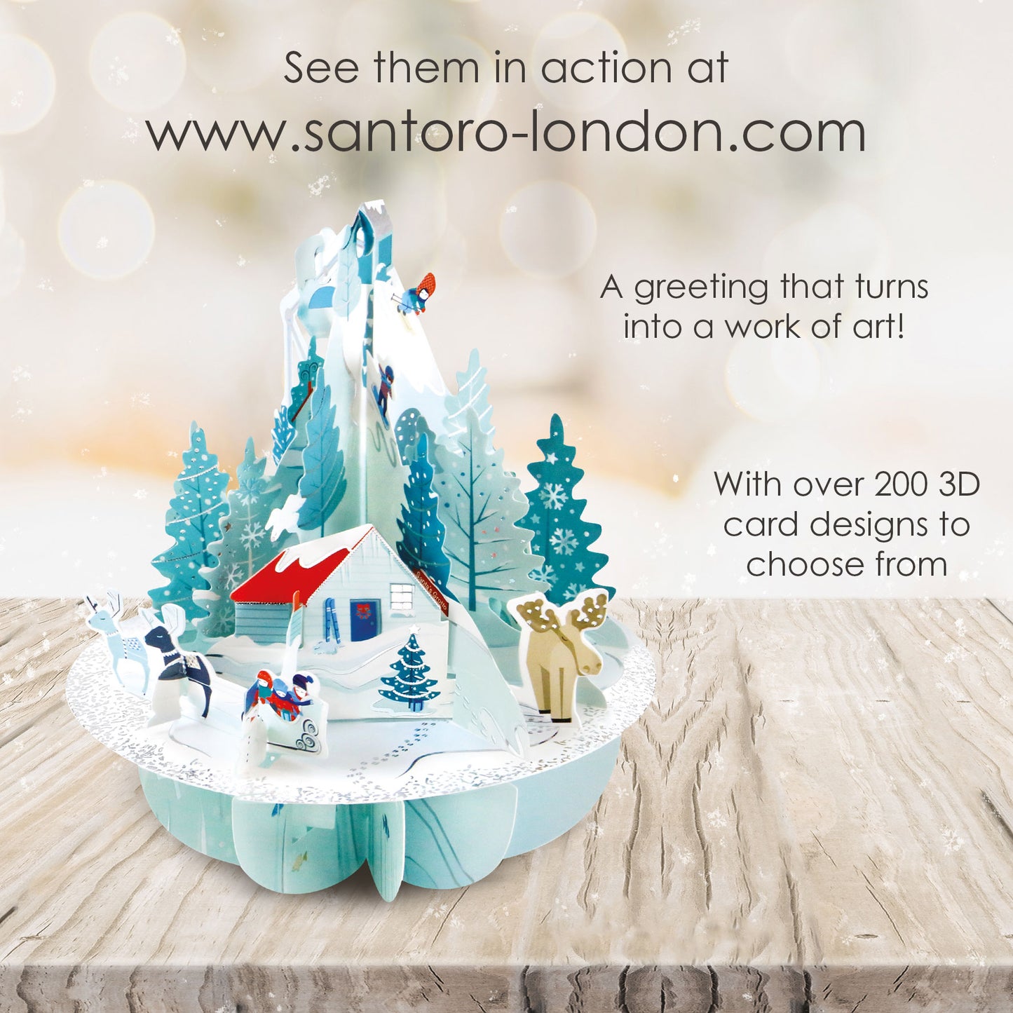 Winter Wonderland - 3D Pop Up Pirouettes Christmas Card  17 x 17 x 14cm