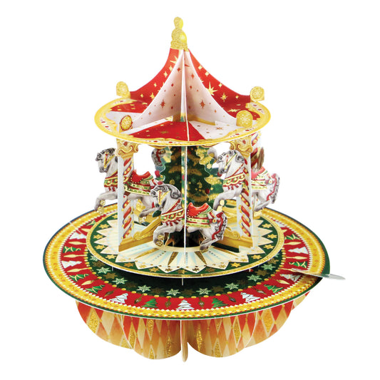 Christmas Carousel - 3D Pop Up Pirouettes Christmas Card  18 x 17 x 14cm