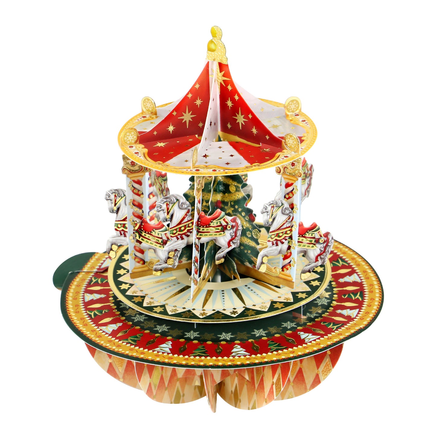 Christmas Carousel - 3D Pop Up Pirouettes Christmas Card  18 x 17 x 14cm