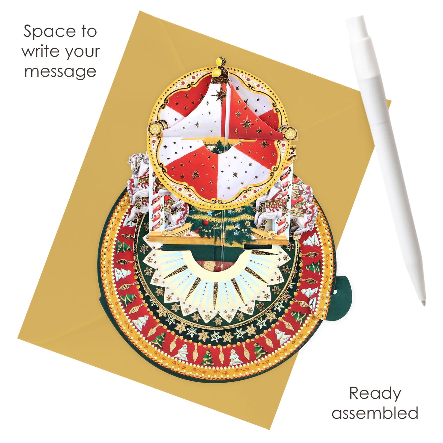 Christmas Carousel - 3D Pop Up Pirouettes Christmas Card  18 x 17 x 14cm