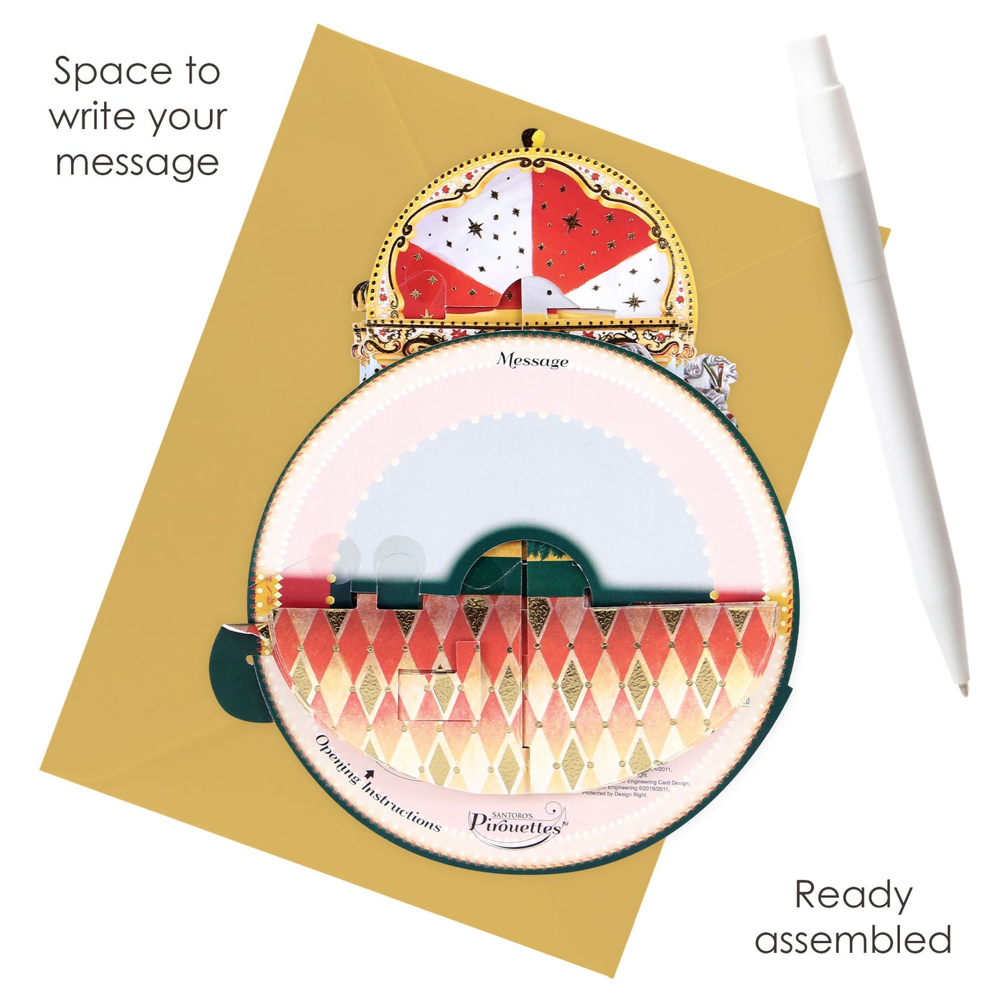 Christmas Carousel - 3D Pop Up Pirouettes Christmas Card  18 x 17 x 14cm