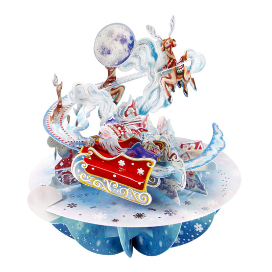 Santa's Sleigh - 3D Pop Up Pirouettes Christmas Card  19 x 17 x 14cm