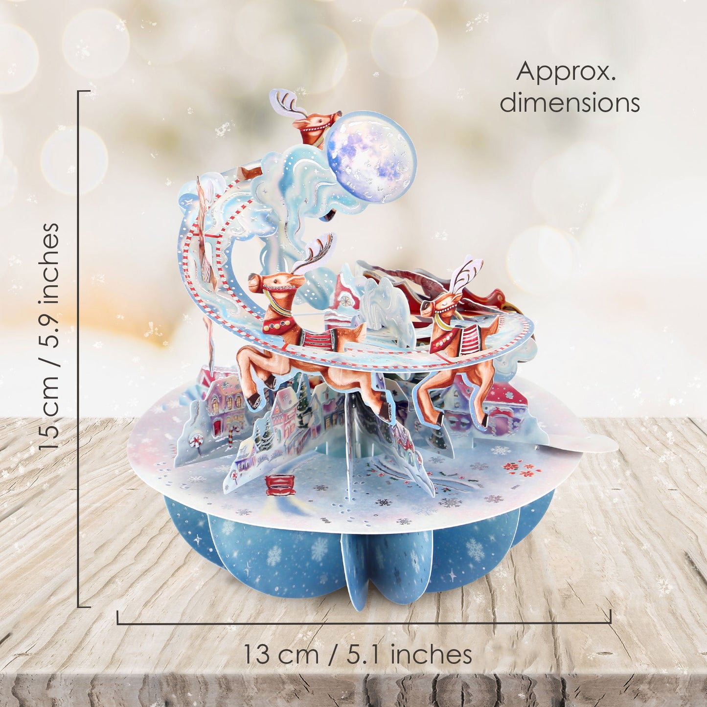 Santa's Sleigh - 3D Pop Up Pirouettes Christmas Card  19 x 17 x 14cm