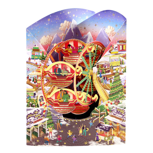 Christmas Market  - 14.5 x 19.5 x 12cm - 3 D Pop Up Swing Christmas Card Santoro
