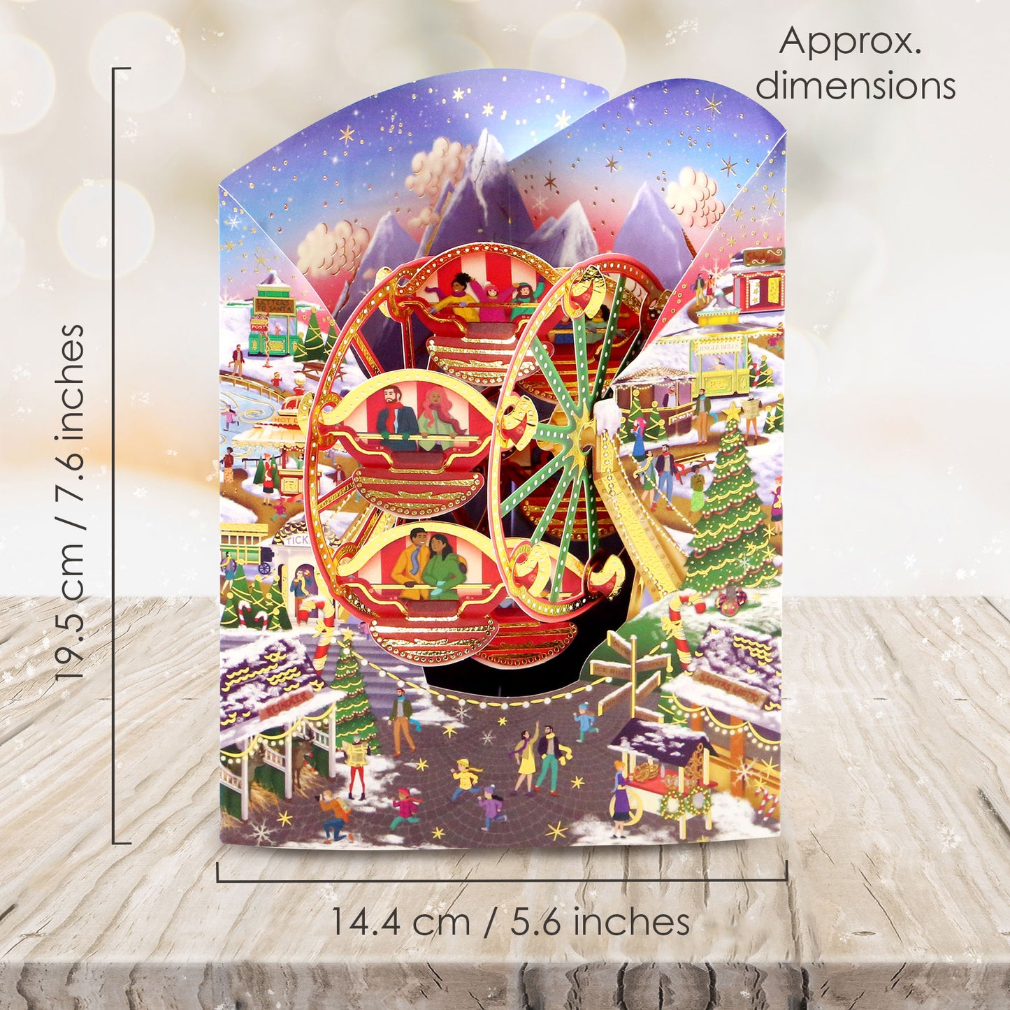 Christmas Market  - 14.5 x 19.5 x 12cm - 3 D Pop Up Swing Christmas Card Santoro