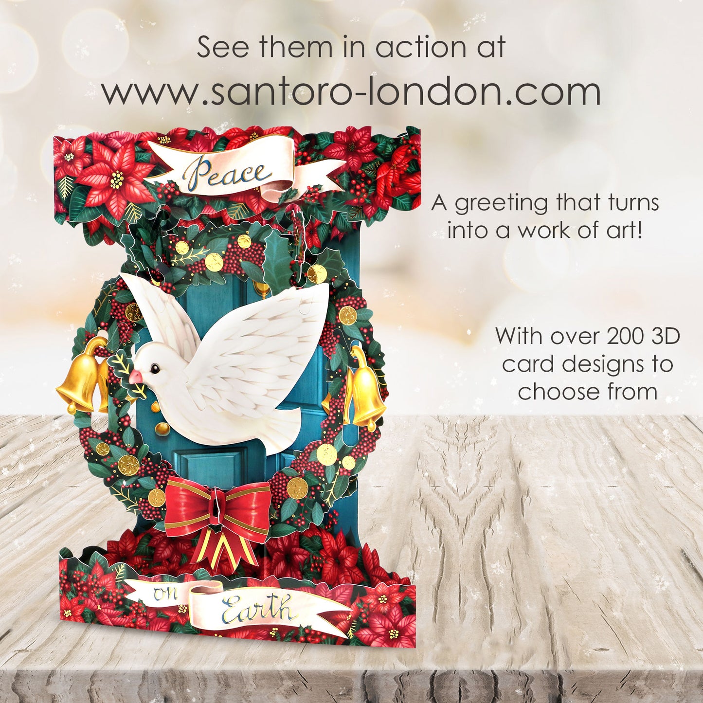 Peace on Earth 15 x 20.5 x 1cm - 3 D Pop Up Swing Christmas Card Santoro