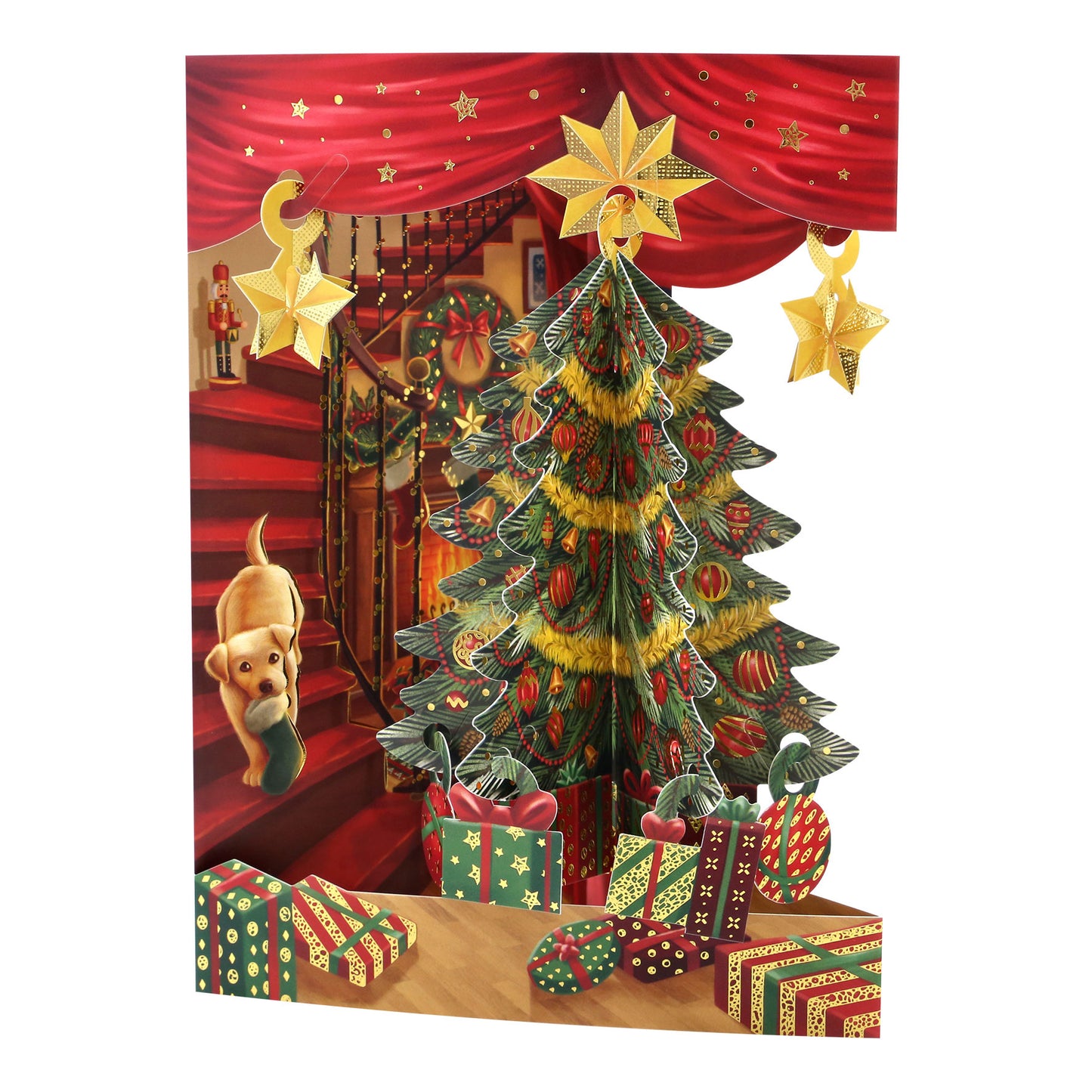 Christmas Tree 14.5 x 19.5 x 12cm - 3 D Pop Up Swing Christmas Card Santoro