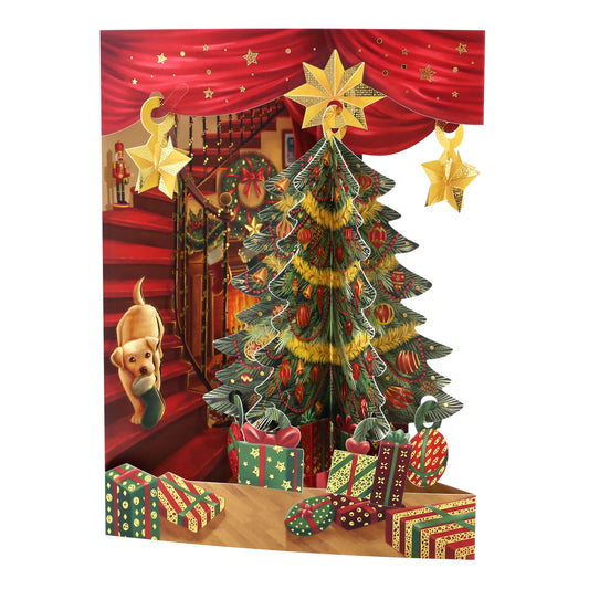 Christmas Tree 14.5 x 19.5 x 12cm - 3 D Pop Up Swing Christmas Card Santoro