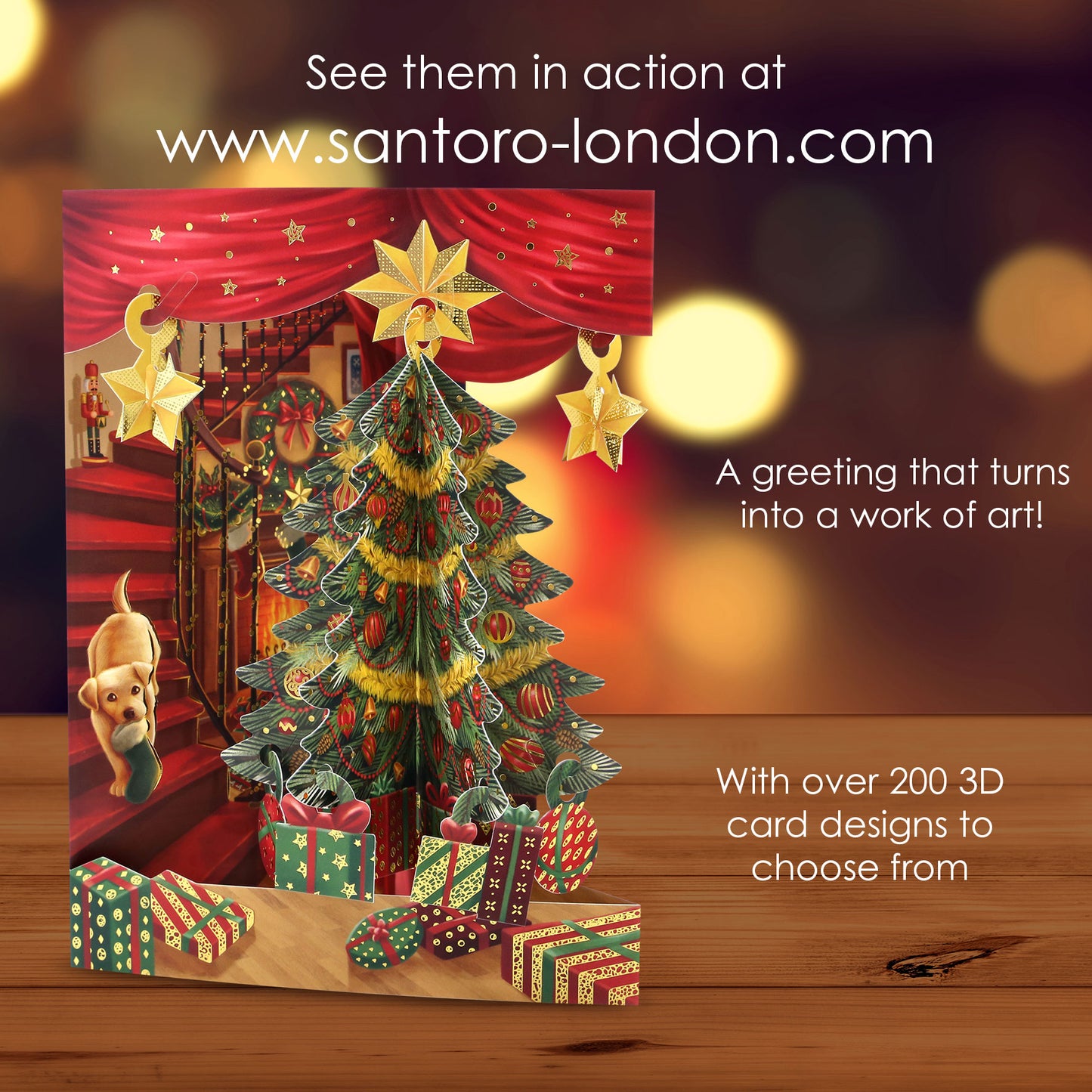 Christmas Tree 14.5 x 19.5 x 12cm - 3 D Pop Up Swing Christmas Card Santoro
