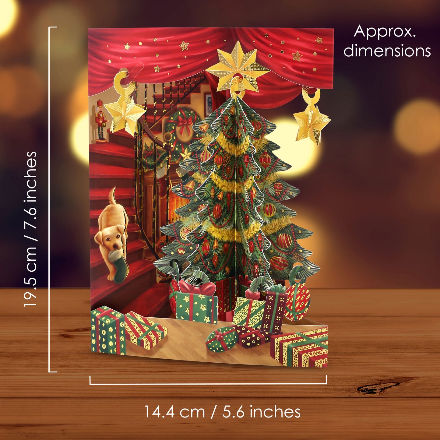 Christmas Tree 14.5 x 19.5 x 12cm - 3 D Pop Up Swing Christmas Card Santoro