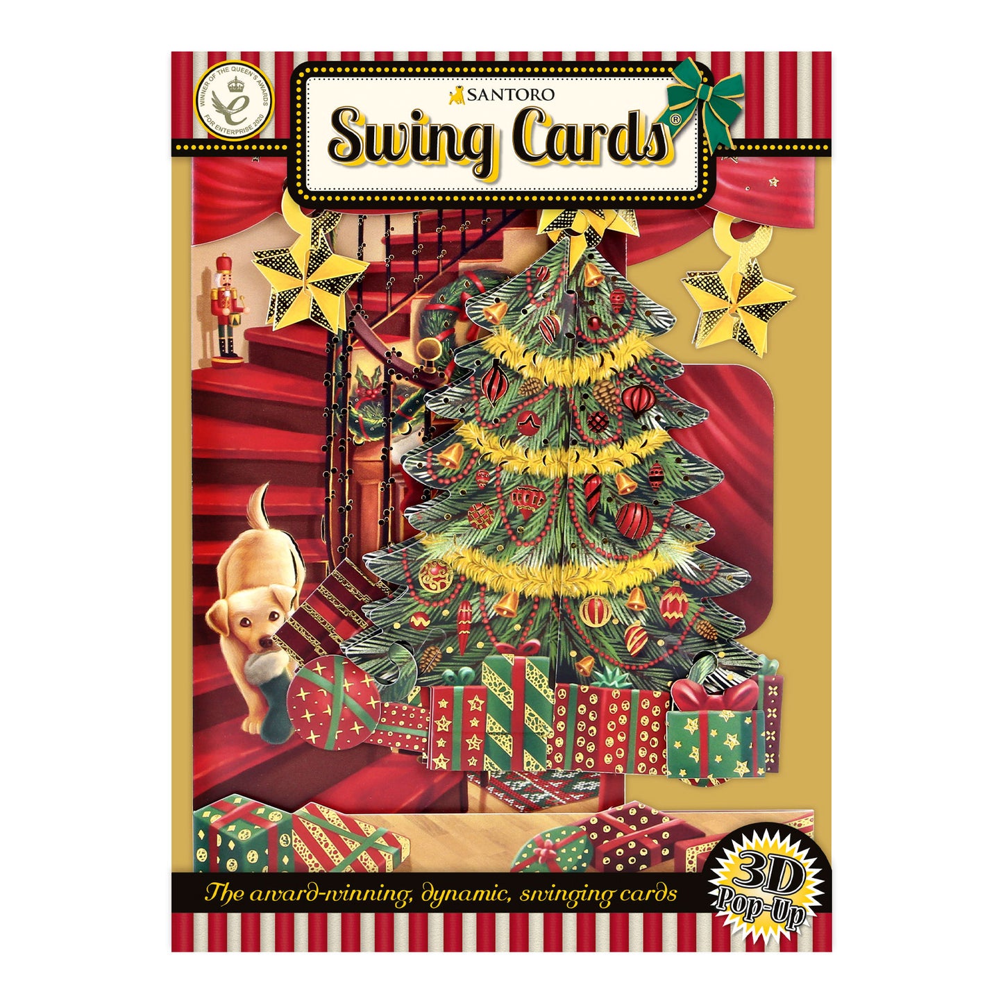Christmas Tree 14.5 x 19.5 x 12cm - 3 D Pop Up Swing Christmas Card Santoro