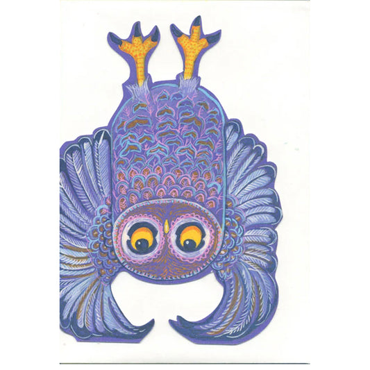 Owl Doing a Wing Stand Die Cut Greetings Card Daniel Mackie - 5 x 5 inches with envelope