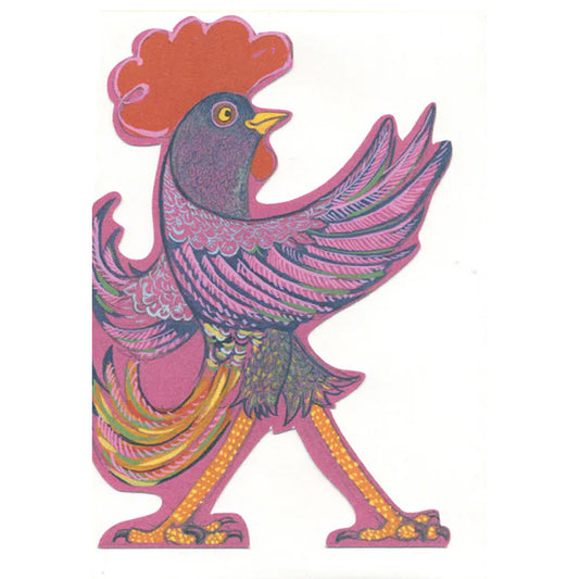 Strutting Rooster Die Cut Greetings Card Daniel Mackie - 5 x 5 inches with envelope