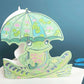 Frog with Umbrella Die Cut Greetings Card Daniel Mackie - 5 x 5 inches with envelope