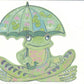 Frog with Umbrella Die Cut Greetings Card Daniel Mackie - 5 x 5 inches with envelope
