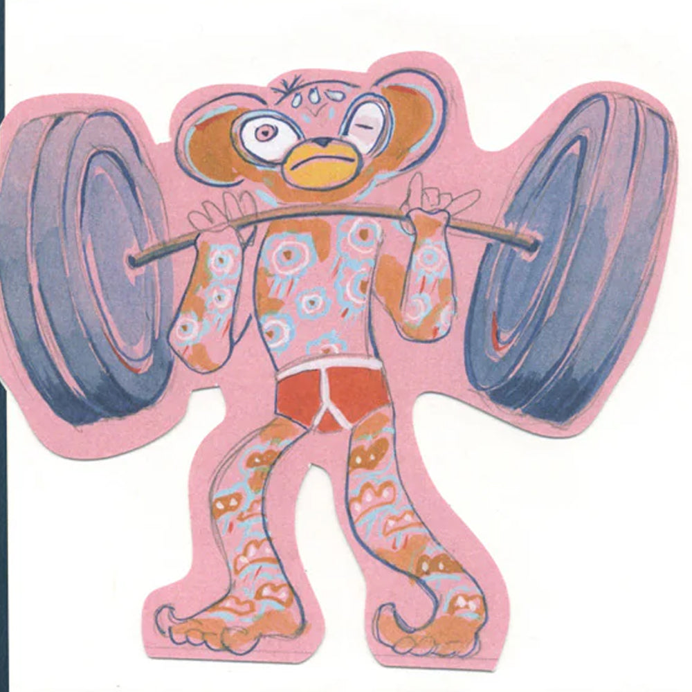 Monkey Lifting Weights Die Cut Greetings Card Daniel Mackie - 5 x 5 inches with envelope