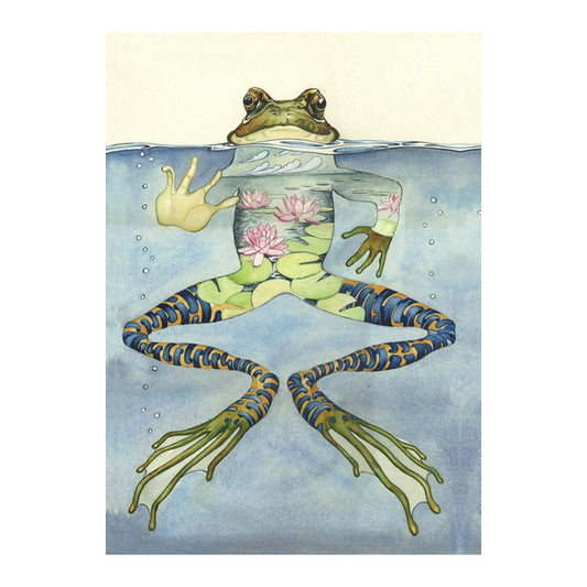 Girl with the Frog Umbrella Greeting Card by Daniel Mackie - 7 x 5 inches with envelope
