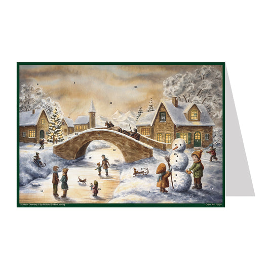 Snowman Bridge Richard Sellmer Mini Advent Card 105 x 155 mm