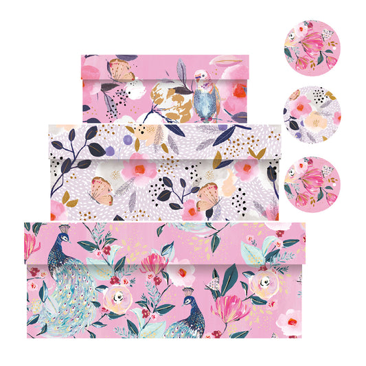 Louise Tiler Pink Floral Nest of 3 Beautiful Gift Boxes
