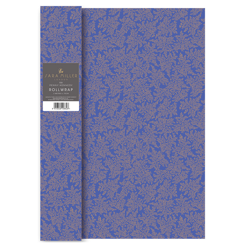 Sara Miller Gold Leaves Indigo Roll Wrap 3 m x 70 cm