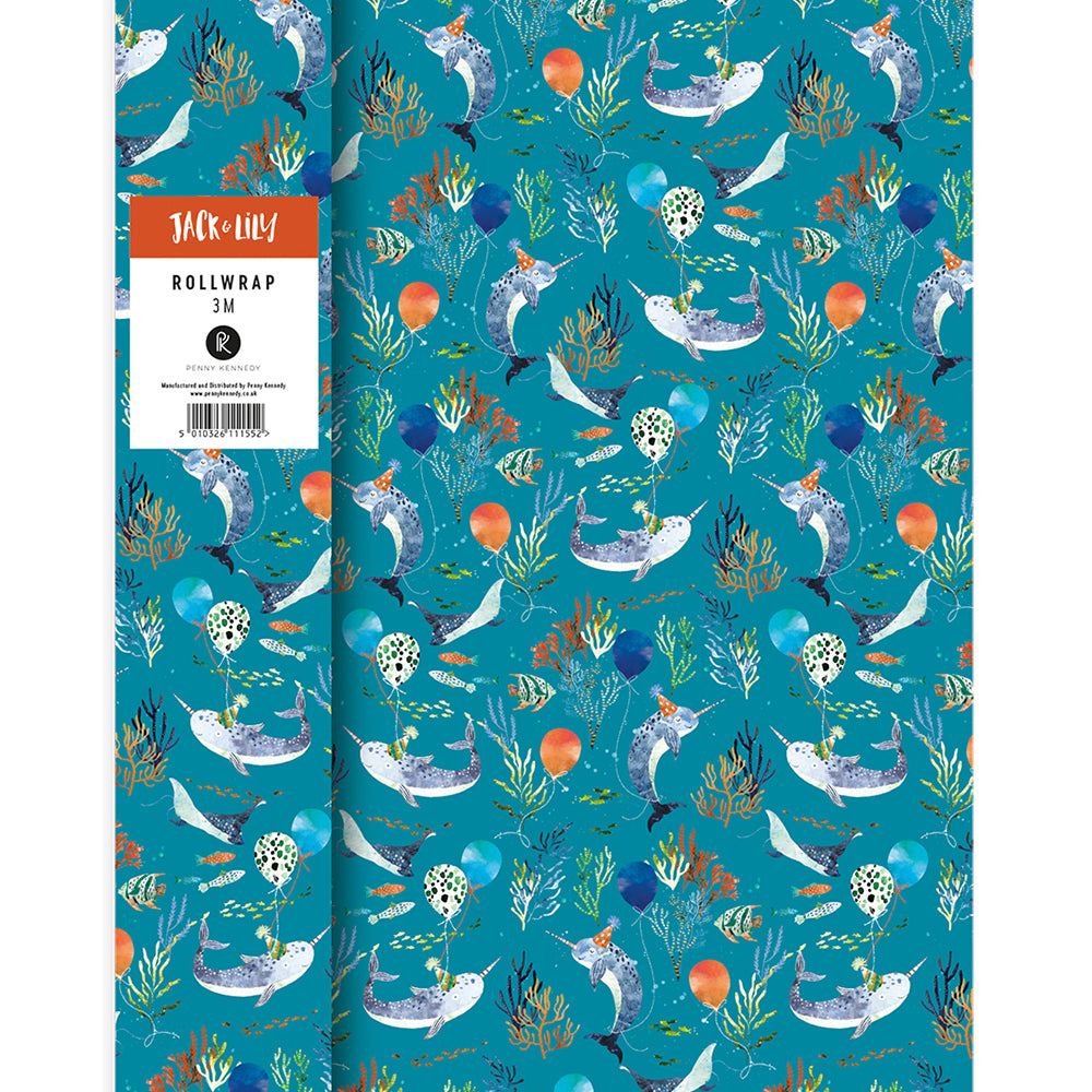 Jack & Lily Narwhal Roll Wrap 3 m x 70 cm