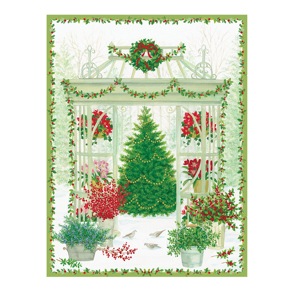 Caspari Christmas Cards Christmas Conservatory  118mm x 153mm 5 in a pack with envelopes