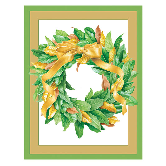 Caspari Christmas Cards Magnolia Leaf Wreath 118mm x 153mm 5 in a pack with envelopes