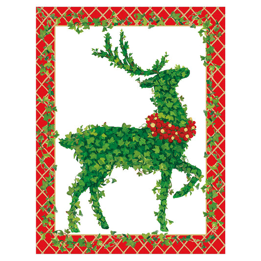 Caspari Christmas Cards Topiary Stag 118mm x 153mm 5 in a pack with envelopes