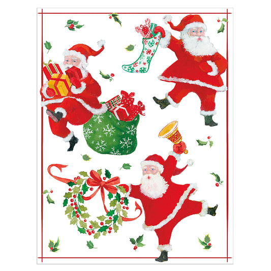 Caspari Christmas Cards Dancing Santas 118mm x 153mm 5 in a pack with envelopes