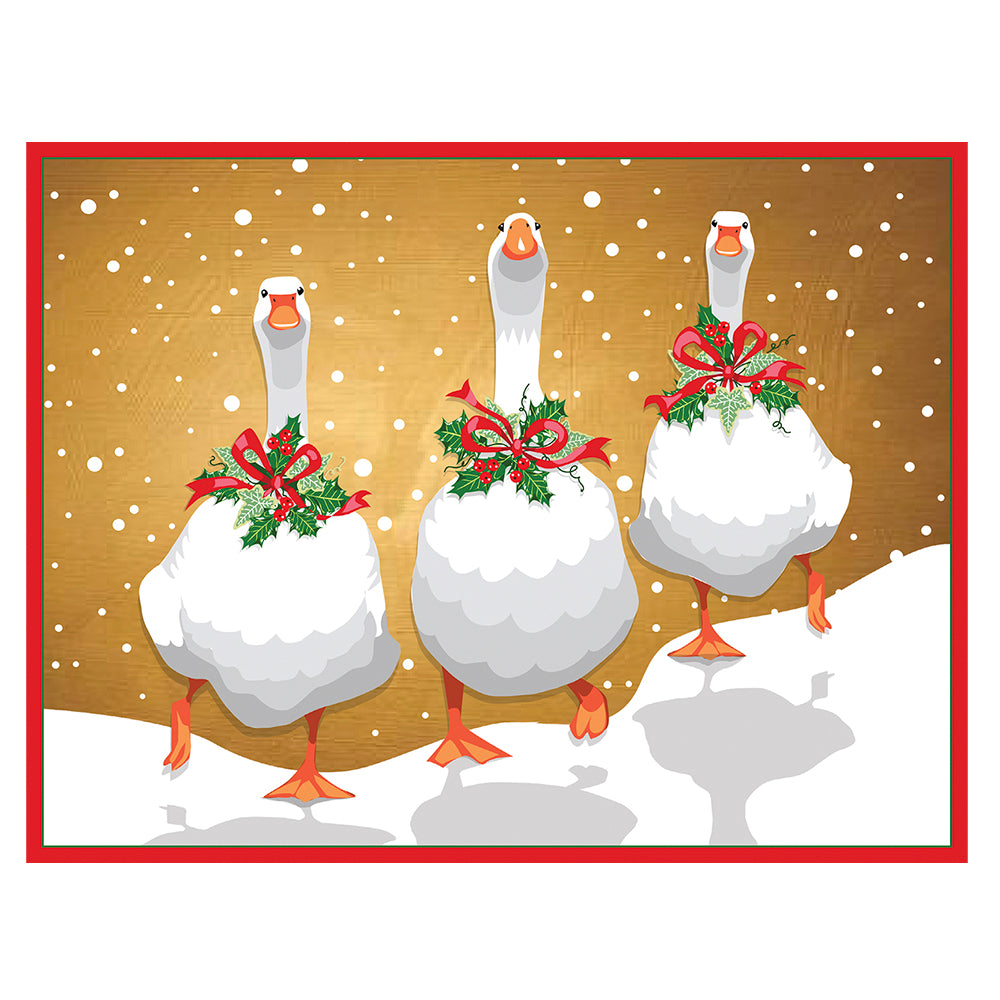 Caspari Christmas Cards Three Geese 118mm x 153mm 5 in a pack with envelopes